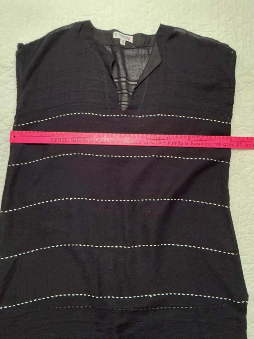 Lemlem Tikuri Tunic Swim Coverup Dress, Black, Silver Thread & Fringe Hem, Small - Picture 11 of 14